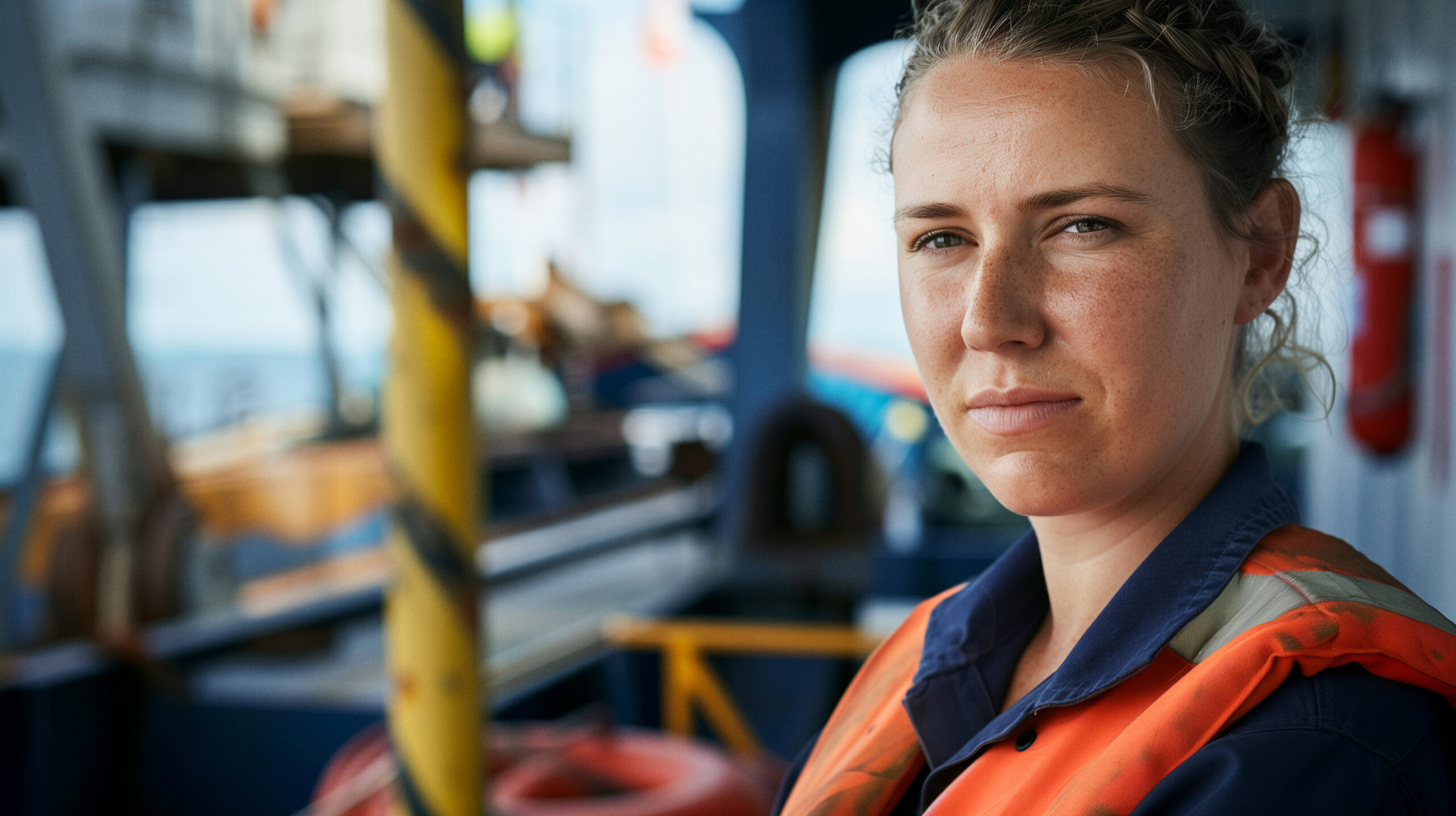 Portrait Of Empowered Female Maritime Professional At Work